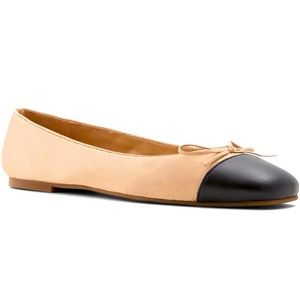 Designer inspired Women Cap Toe Slip On Ballet Flats Matte Smooth Beige 9 M US